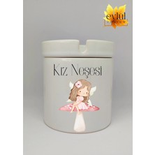 Eylül Design Kız Neşesi Yazılı Eğlenceli Baskılı Seramik Küllük Kokusuz Kültablası