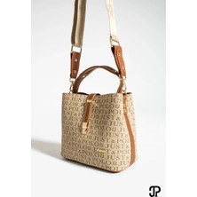 Just Polo Kadın Orta Boy Su Geçirmez Suni Deri Baskılı El ve Omuz Çantası Shopper 342055PC