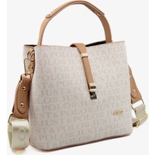Just Polo Kadın Orta Boy Su Geçirmez Suni Deri Baskılı El ve Omuz Çantası Shopper 342055PC