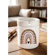 Eylül Design Boho Leopar Tasarımlı Baskılı Seramik Küllük Kokusuz Kül Tablası