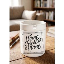 Eylül Design Home Sweet Home Minimalist Ev Tasarımlı Baskılı Seramik Küllük Dekoratif Kokusuz Kül Tablası