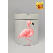 Eylül Design Flamingo Özel Tasarım Baskılı Seramik Küllük Kokusuz Kültablası