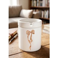 Eylül Design Leopar Kurdele Tasarımlı Baskılı Seramik Küllük Kokusuz Kül Tablası