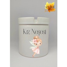 Eylül Design Kız Neşesi Yazılı Eğlenceli Baskılı Seramik Küllük Kokusuz Kültablası