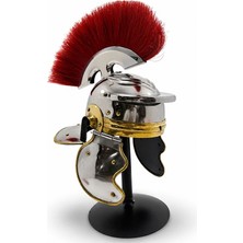 Vintage Koleksiyon Metal Şovalye Roma Miğferi Kask Masa Standlı 25CM
