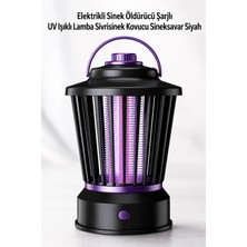 Yenilig Elektrikli Sinek Öldürücü Şarjlı Uv Işıklı Lamba Siyah – Sivrisinek Kovucu, Taşınabilir Sineksavar ve Böcek Yakalama Cihazı