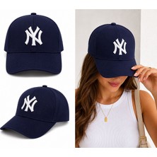 Gülümser Shop Lacivert Ny New York Nakışlı Unisex Beyzbol Şapkası – Ayarlanabilir Cırt Cırtlı Spor Şapka
