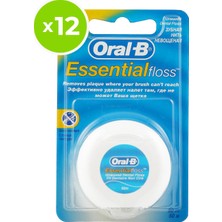 Oral-B 50 m x 12 Adet Essential Floss Diş İpi Kokusuz ve Unwaxed Özellikleriyle Ağız Bakımında Güçlü