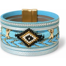 Venüs Design Çoklu Boncuklu Deri Bileklik