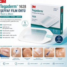 3m Tegaderm 1628 Şeffaf Film Örtü 15X20 cm Su Geçirmez Steril Yara Örtüsü 1 Adet