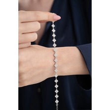 EDSA Silver 925 Ayar Gümüş Zirkon Taşlı Yonca Bileklik