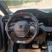 Hasbay Dikişli Direksiyon Kılıfı Nubuk / Nokta Deri Kırmızı Yüzük Kırmızı Dikişli Peugeot 406 Için
