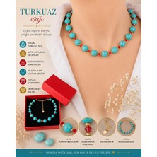 Sinem Şanlı Atelier Turkuaz Işığı Doğal Turkuaz Taş ve Kırmızı Kristal Boncuklu El Yapımı Kolye
