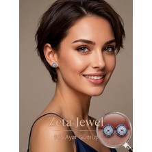 Zeta Jewel 925 Ayar Gümüş Firuze ve Mavi Zirkon Taşlı Lüks Nazar Çivili Küpe - 1 cm
