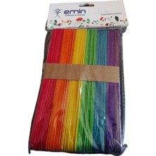 Emin Teknoloji Ahşap Çubuk Renkli Set 1.6X14MM - 50 Adet Ahşap Dondurma Çubuğu El Sanatları Maket Yapımı