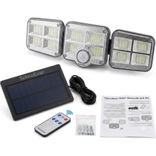 Eser Ticarett Güneş Enerjili Solar Duvar Lambası 3 Başlıklı Hareket Sensörlü Uzaktan Kumandalı LED Bahçe Aydınlatması