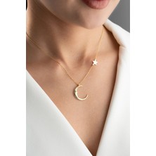 EDSA Silver 925 Ayar Gümüş Yıldızlı Hilal Kolye