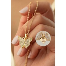 EDSA Silver 925 Ayar Gümüş Gold Kişiye Özel Açılan Kelebek Kolye