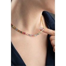 EDSA Silver 925 Ayar Gümüş Gold Mix Taşlı Kolye
