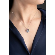 EDSA Silver 925 Ayar Gümüş Renkli Lotus Çiçeği Kolye