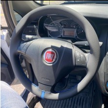 Hasbay Dikişli Direksiyon Kılıfı Siyah Deri Mavi Yüzük Mavi Dikişli F.iat Linea Fiorino Bu Direksiyon