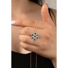 EDSA Silver 925 Ayar Gümüş Zirkon Taşlı Yonca Kolye