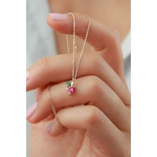 EDSA Silver 925 Ayar Pembe Elma Rose Gümüş Kolye