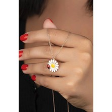 EDSA Silver 925 Ayar Gümüş Rose Uğur Böceği Papatya Kolye