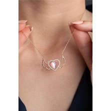 EDSA Silver 925 Ayar Gümüş Rose Kanatlı Kalp Kolye