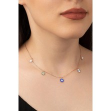 EDSA Silver 925 Ayar Gümüş Rose Mineli Şans Kolye