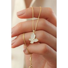 EDSA Silver 925 Ayar Gümüş Gold Minimal Kelebek Kolye
