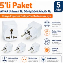 Ay-Ka Universal (Tüm Dünya) Fiş Dönüştürücü Adaptör (5 Adet)