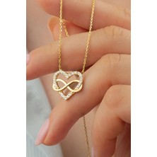 EDSA Silver 925 Ayar Zirkon Taşlı Sonsuzlu Kalp Kolye