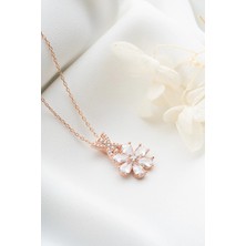 EDSA Silver 925 Ayar Gümüş Zirkon Taşlı Lotus Çiçeği Kolye