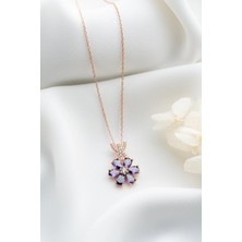 EDSA Silver 925 Ayar Gümüş Zirkon Taşlı Lotus Çiçeği Kolye