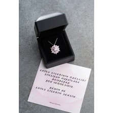 EDSA Silver 925 Ayar Gümüş Pembe Oval Zirkon Taşlı Lotus