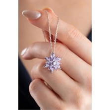 EDSA Silver 925 Ayar Gümüş Lila Lotus Çiçeği Kolye