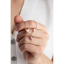 EDSA Silver 925 Ayar Gümüş Sallantılı Rose Arı Kuşu Kolye