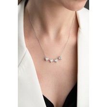 EDSA Silver 925 Ayar Gümüş Beyaz Taşlı Mıknatıslı Kalp Kolye