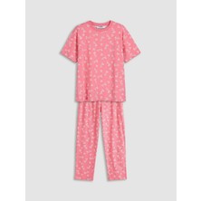 Lc Waikiki Yeni Sezon Baskılı Bisiklet Yaka Kız Çocuk Pijama Takım