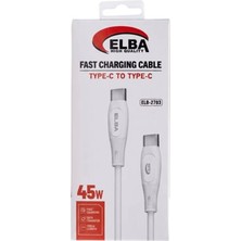 Elba ELB-2703 45W Type-C To Type-C 1mt Beyaz Silikon Şarj Kablosu 480MPS  Hızlı Şarj