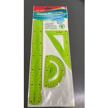 Keyroad Flexible Drawing Set 3'lü Geometri Seti 30CM Cetvel + 60° Gönye + 180° Iletki Yeşil