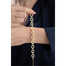 EDSA Silver 925 Ayar Gümüş Gold Trend Bileklik
