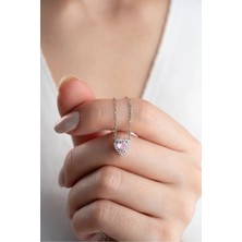 EDSA Silver 925 Ayar Gümüş Zirkon Taşlı Pembe Kalp Kolye