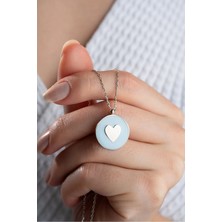 EDSA Silver 925 Ayar Gümüş Mavi Kalpli Kolye
