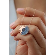 EDSA Silver 925 Ayar Gümüş Rose Nano Taşlı Güneş Kolye