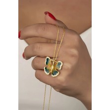 EDSA Silver 925 Ayar Gümüş Gold Kelebek Kolye
