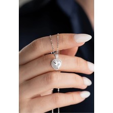 EDSA Silver 925 Ayar Gümüş Zirkon Taşlı Kalp Kolye