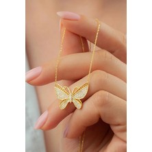 EDSA Silver 925 Ayar Gümüş Gold Kelebek Kolye