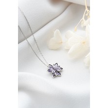 EDSA Silver 925 Ayar Gümüş Mor Lotus Çiçeği Kolye